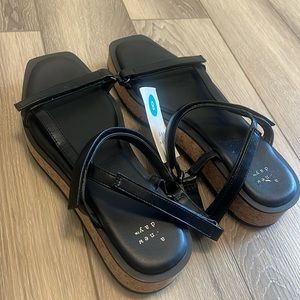 A NEW DAY Black strappy cork platform sandals